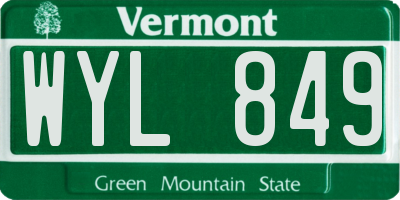 VT license plate WYL849