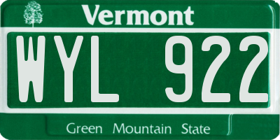 VT license plate WYL922
