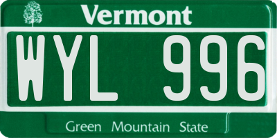 VT license plate WYL996