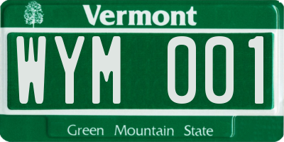 VT license plate WYM001