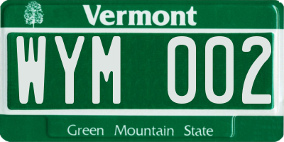 VT license plate WYM002