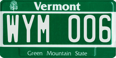 VT license plate WYM006