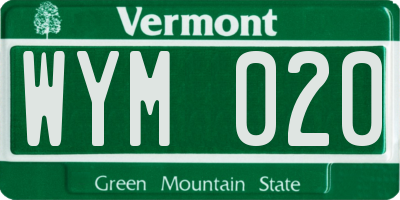 VT license plate WYM020