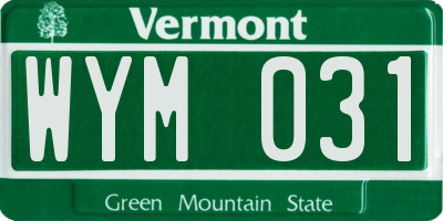 VT license plate WYM031