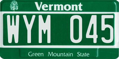 VT license plate WYM045