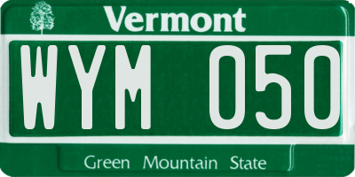 VT license plate WYM050