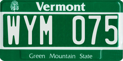 VT license plate WYM075