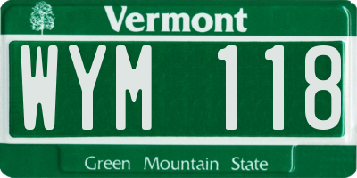VT license plate WYM118