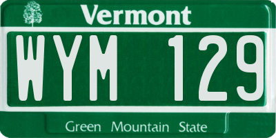 VT license plate WYM129