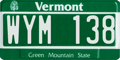 VT license plate WYM138