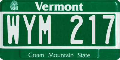 VT license plate WYM217
