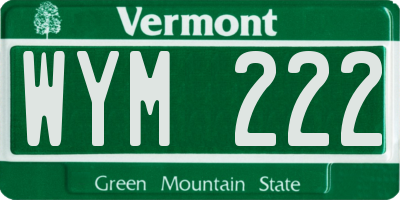 VT license plate WYM222