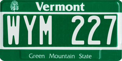 VT license plate WYM227