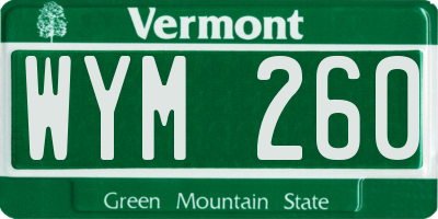VT license plate WYM260