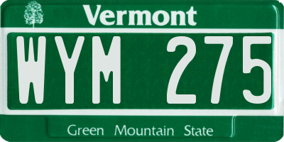 VT license plate WYM275