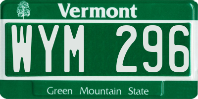 VT license plate WYM296