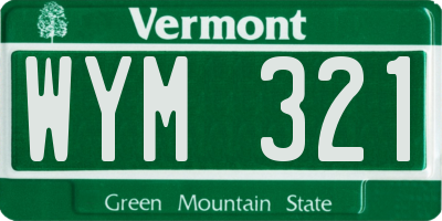 VT license plate WYM321