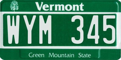 VT license plate WYM345
