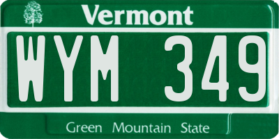 VT license plate WYM349