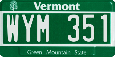 VT license plate WYM351