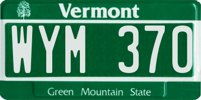 VT license plate WYM370