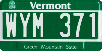 VT license plate WYM371