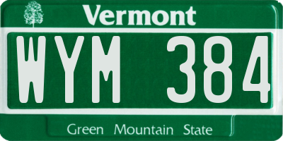 VT license plate WYM384