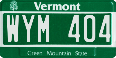 VT license plate WYM404