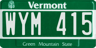VT license plate WYM415