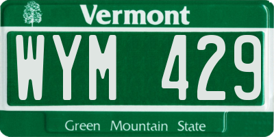 VT license plate WYM429