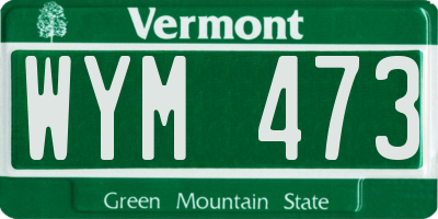 VT license plate WYM473