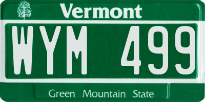 VT license plate WYM499