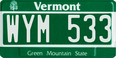 VT license plate WYM533