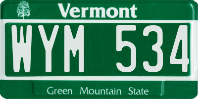 VT license plate WYM534