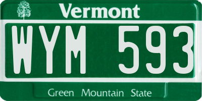 VT license plate WYM593