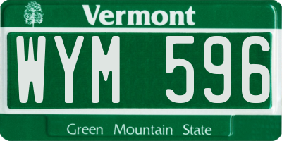 VT license plate WYM596