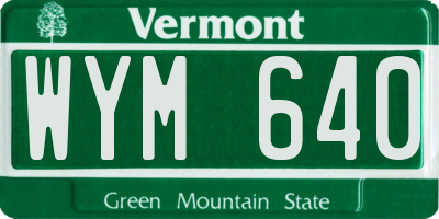 VT license plate WYM640