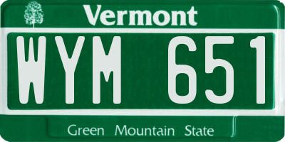 VT license plate WYM651