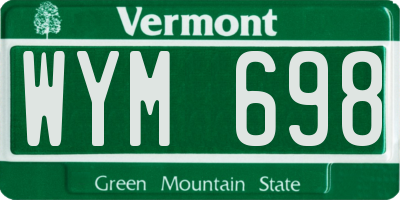 VT license plate WYM698