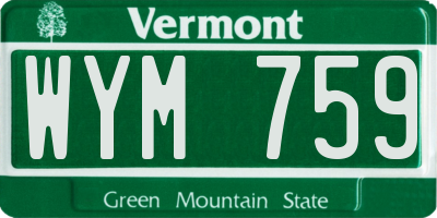 VT license plate WYM759