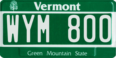 VT license plate WYM800