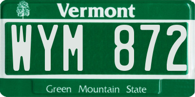 VT license plate WYM872