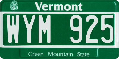 VT license plate WYM925