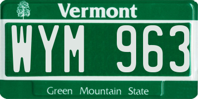 VT license plate WYM963