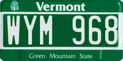 VT license plate WYM968