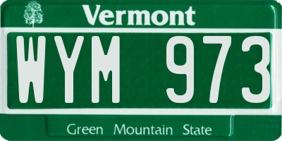 VT license plate WYM973