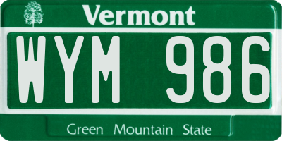 VT license plate WYM986