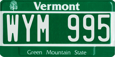 VT license plate WYM995