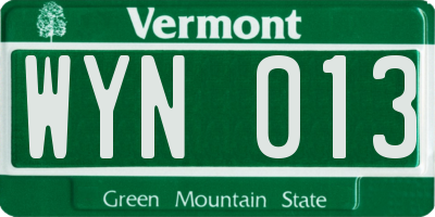 VT license plate WYN013