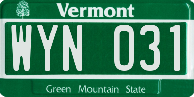 VT license plate WYN031